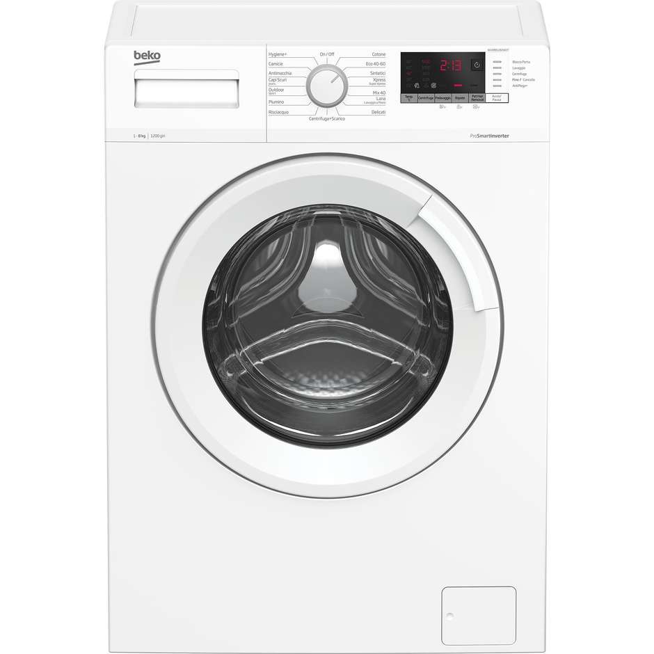 Beko WUXR81282WI/IT Lavatrice Caricamento frontale Capacita 8 kg 1200 Giri/min Classe A Colore Bianco