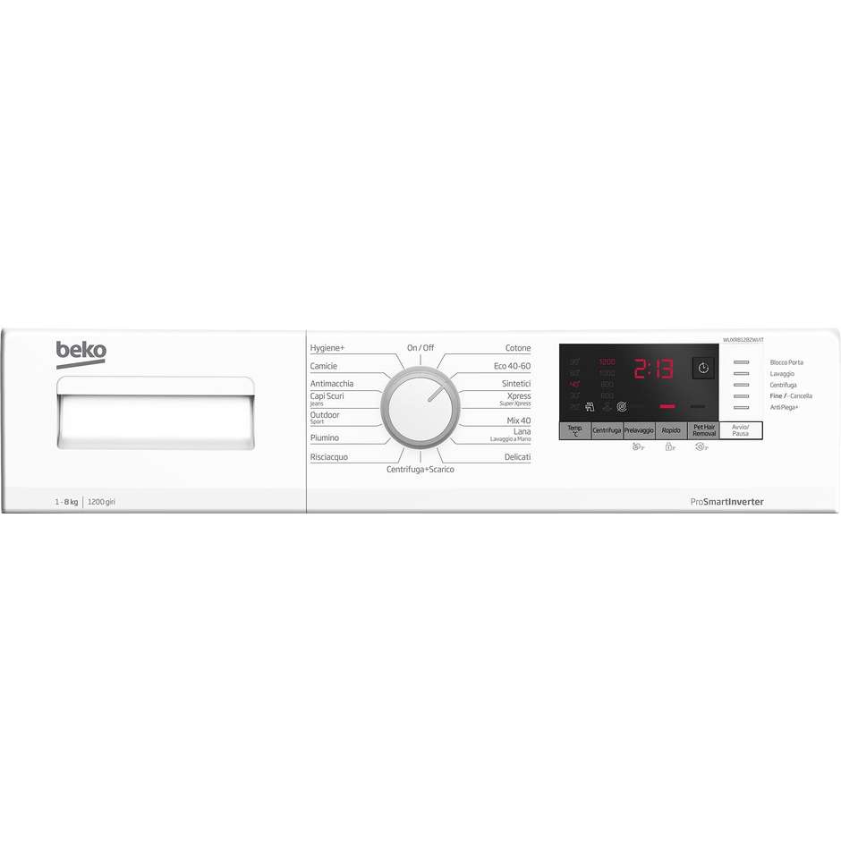 Beko WUXR81282WI/IT Lavatrice Caricamento frontale Capacita 8 kg 1200 Giri/min Classe A Colore Bianco