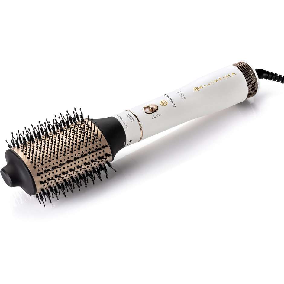 Bellissima Air Wonder 8 in 1 Spazzola Aria Calda 1000W Ioni Oro/Bianco