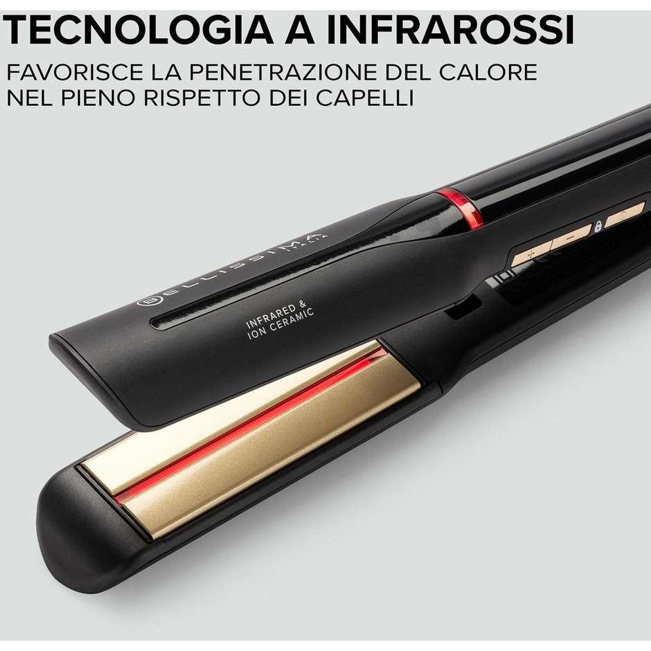 Bellissima Imetec Piastra per capelli 11 temperature regolabili da 130 °C a 230 °C Potenza 60 W Colore Nero