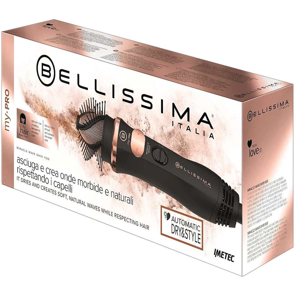 Bellissima Miracle Wave GH19 1100 Spazzola ad aria rotante ceramica 1100W Nero Rosa