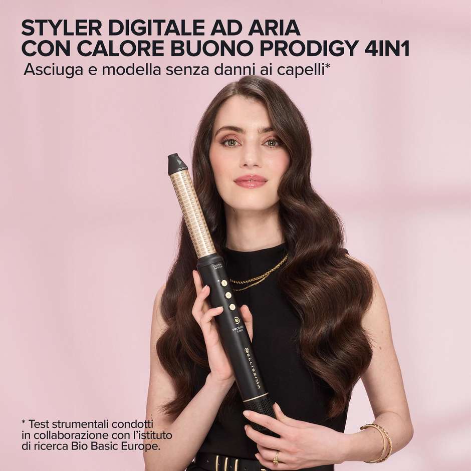 Bellissima Prodigy 21006 Styler Digitale ad Aria 4 in 1 Nero/Oro 1200W