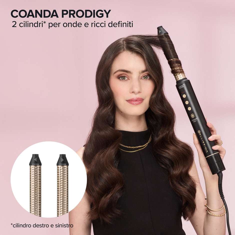 Bellissima Prodigy 21006 Styler Digitale ad Aria 4 in 1 Nero/Oro 1200W