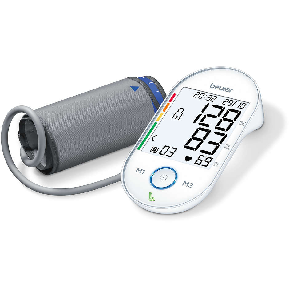 Beurer BM55 Misuratore di Pressione da Braccio con Indicatore di Calma e Cavo USB Bianco