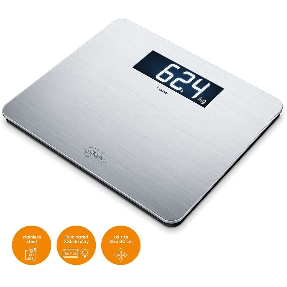 Beurer GS 405 bilancia pesapersone elettronica in vetro e acciaio inox 200 kg