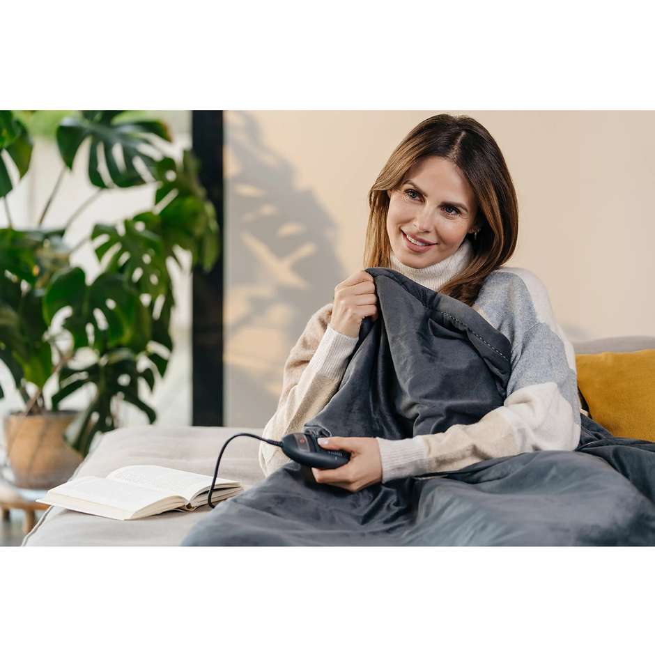 Beurer HD 1R Cosy+, termocoperta grigia 150 × 130 cm con 6 livelli di temperatura