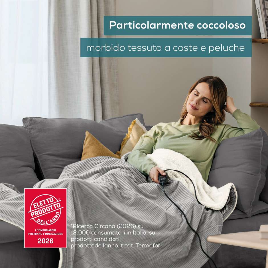 Beurer HD 81 Cord Light Grey GP Termocoperta 180 × 130 cm 6 livelli grigio chiaro