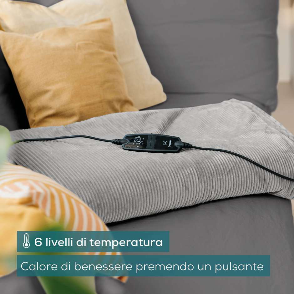 Beurer HD 81 Cord Light Grey GP Termocoperta 180 × 130 cm 6 livelli grigio chiaro