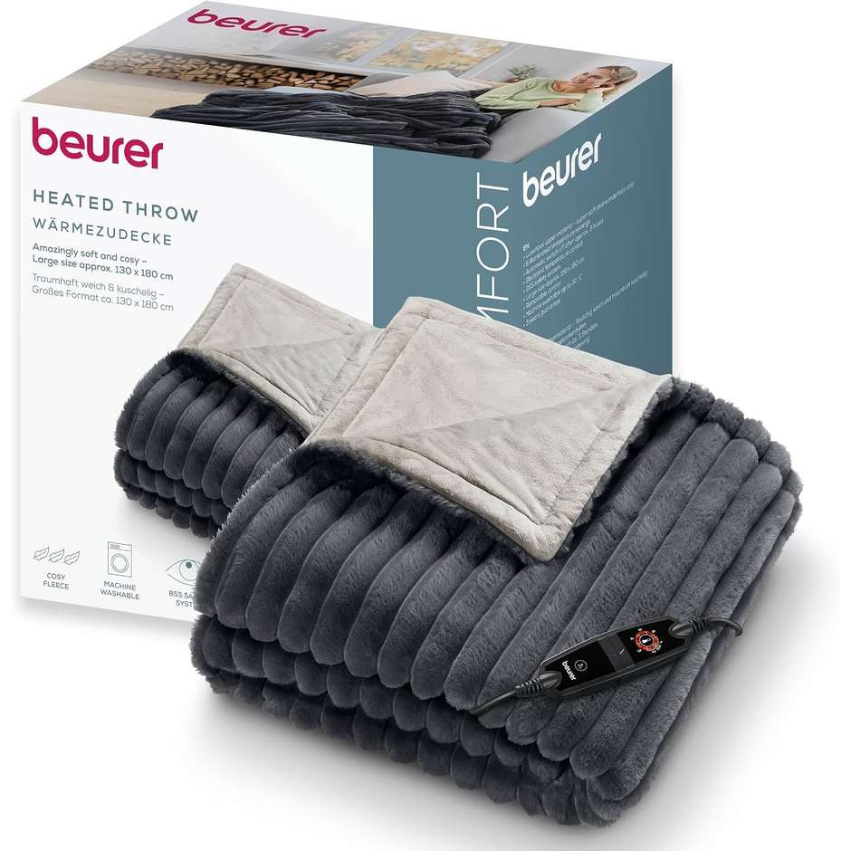 Beurer HD 82 Stockholm Termocoperta 180 × 130 cm 6 livelli grigio scuro