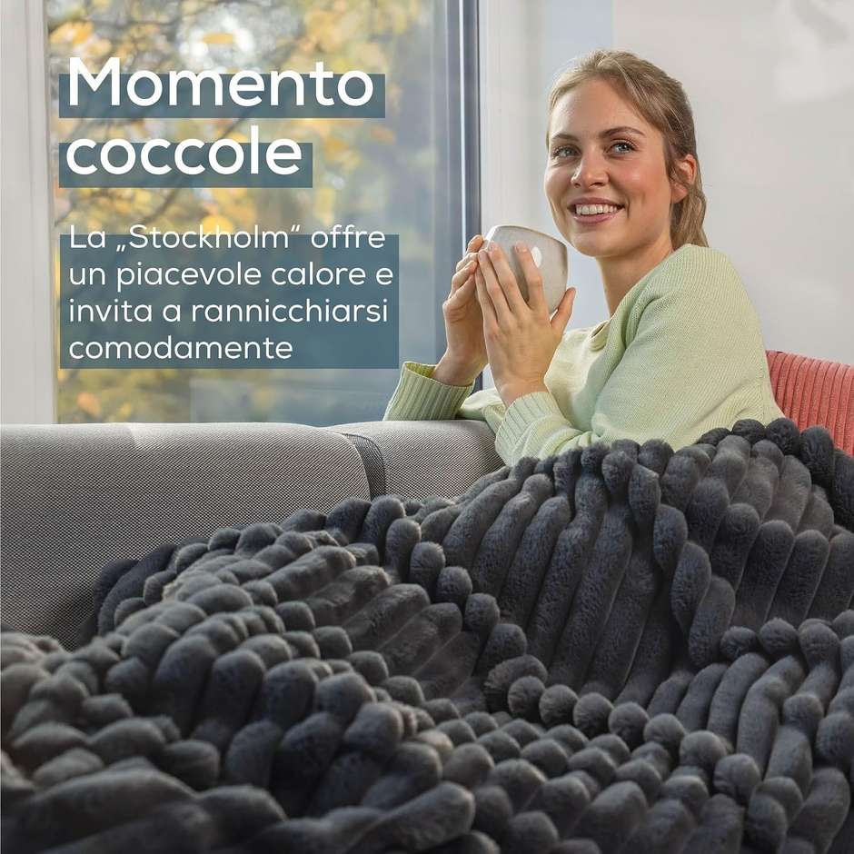Beurer HD 82 Stockholm Termocoperta 180 × 130 cm 6 livelli grigio scuro