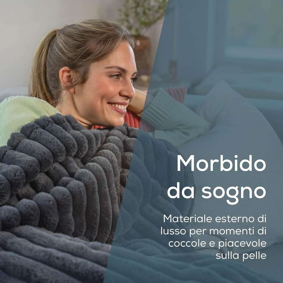 Beurer HD 82 Stockholm Termocoperta 180 × 130 cm 6 livelli grigio scuro