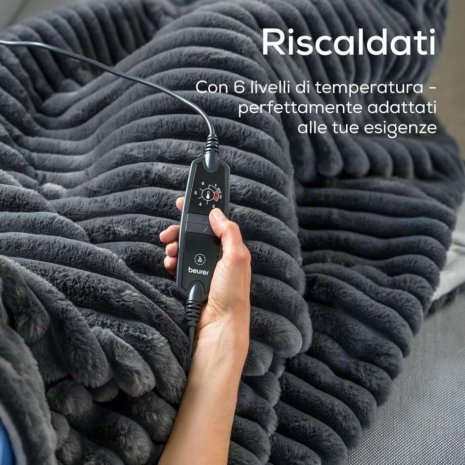 Beurer HD 82 Stockholm Termocoperta 180 × 130 cm 6 livelli grigio scuro