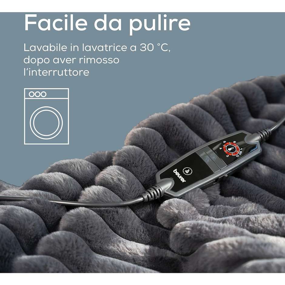 Beurer HD 82 Stockholm Termocoperta 180 × 130 cm 6 livelli grigio scuro