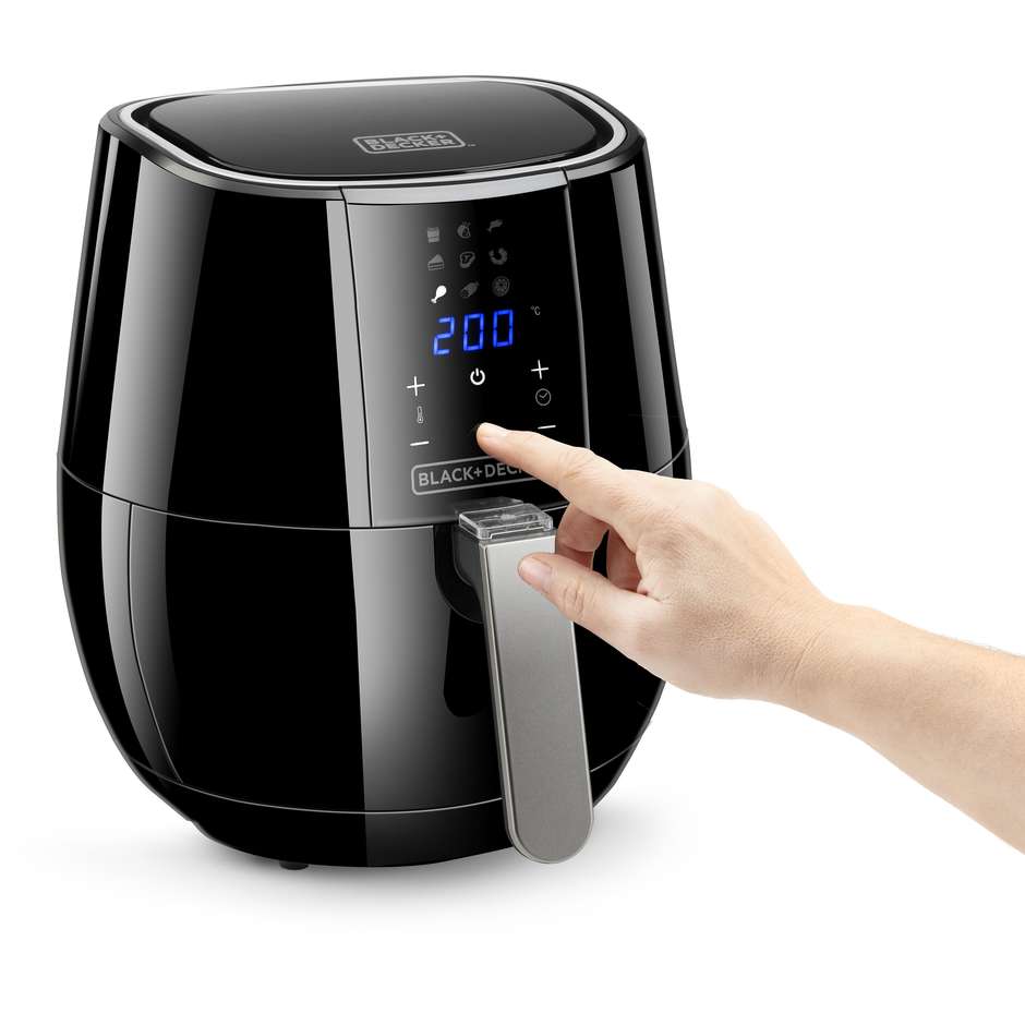 Black&decker BXAF3500E Friggitrice ad Aria Calda 3 L 1500W con Cestello Singolo Antiaderente Nero