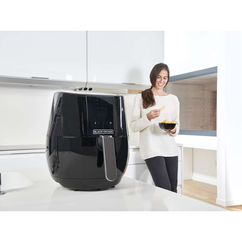 Black&Decker BXAF3500E Friggitrice ad Aria Calda Digitale 3,5 L Potenza 1500 W 9 Programmi Nero