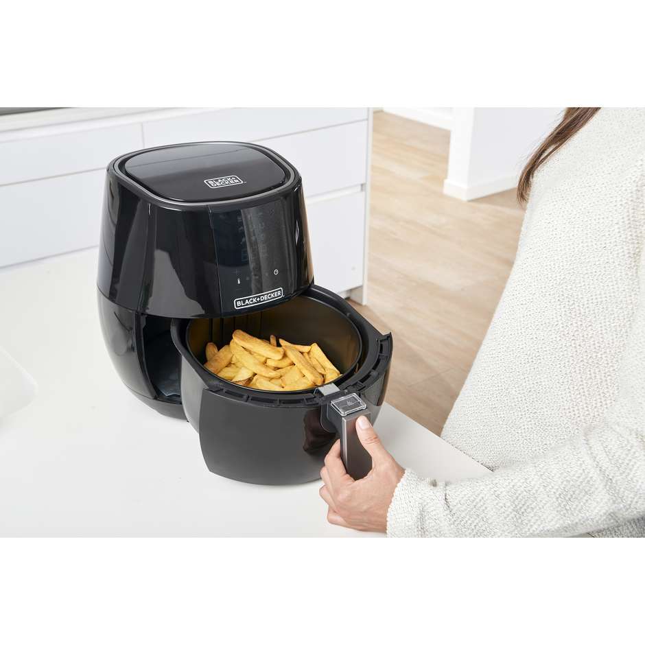 Black & Decker BXAF3500E Friggitrice ad aria 3,5 L, 1.500 W, 9 programmi, nera