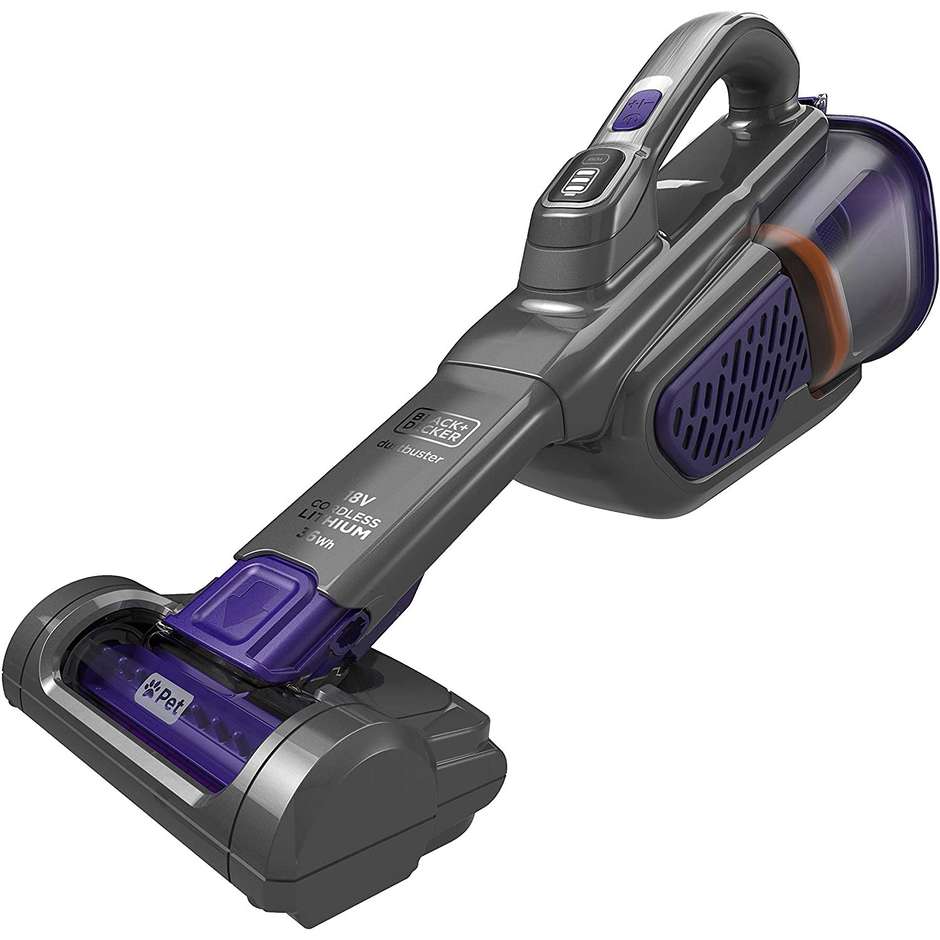 Black & Decker Dustbuster Pet BHHV520BFP Aspirabriciole ad Alta Potenza Litio 18V con Spazzola Motorizzata Animali
