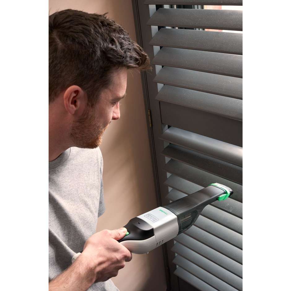 Black & Decker Reviva REVHV8C Aspirabriciole Senza Fili Litio 8V in Plastica Riciclata Eco Grigio e Nero