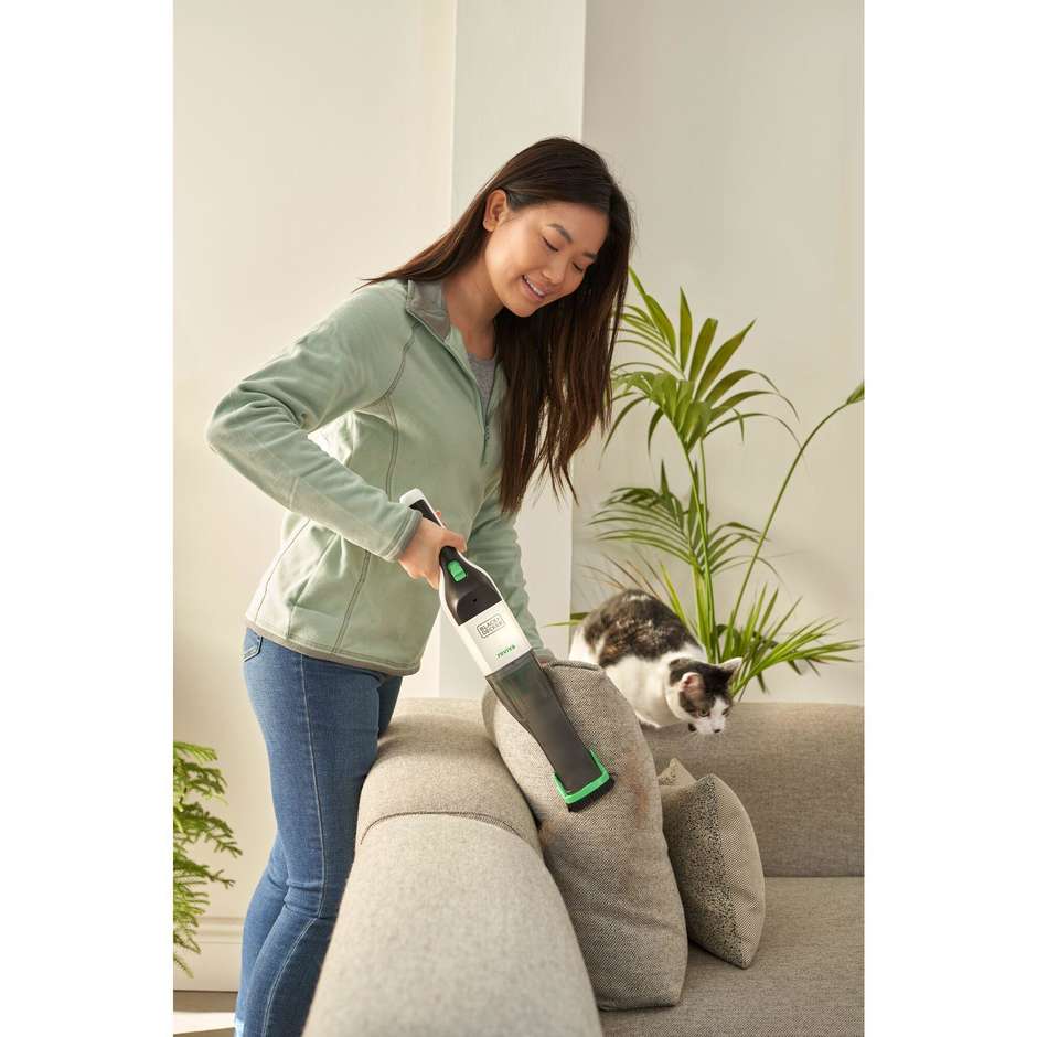 Black & Decker Reviva REVHV8C Aspirabriciole Senza Fili Litio 8V in Plastica Riciclata Eco Grigio e Nero