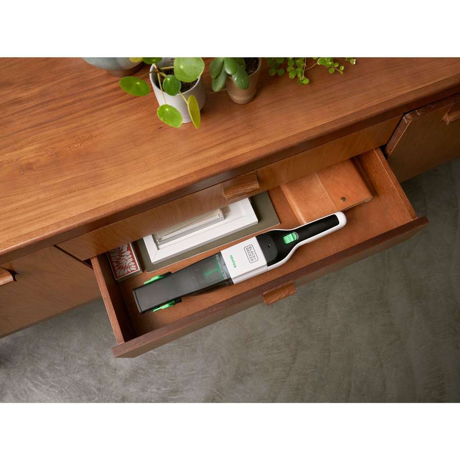 Black & Decker Reviva REVHV8C Aspirabriciole Senza Fili Litio 8V in Plastica Riciclata Eco Grigio e Nero