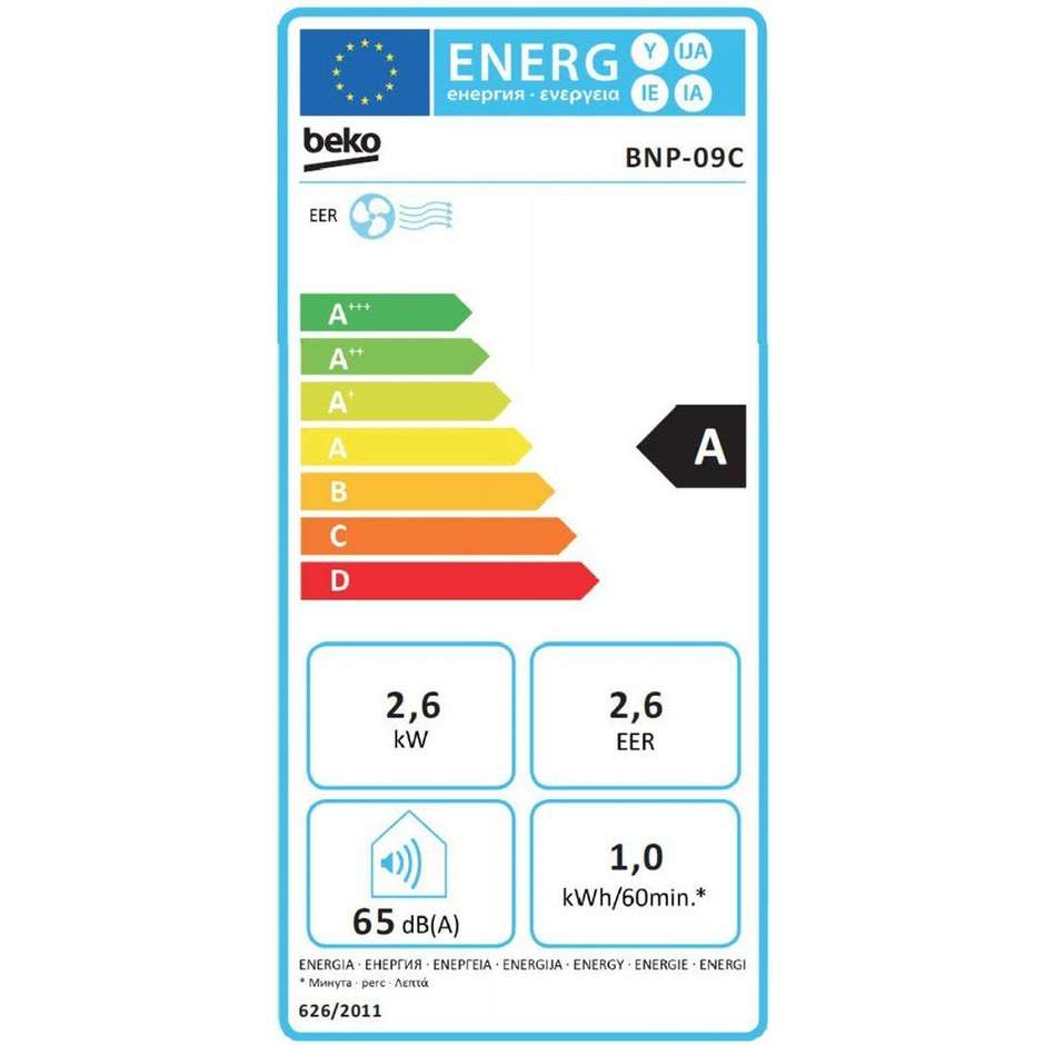 BNP-09C Beko climatizzatore portatile 9000btu classe A display LED bianco