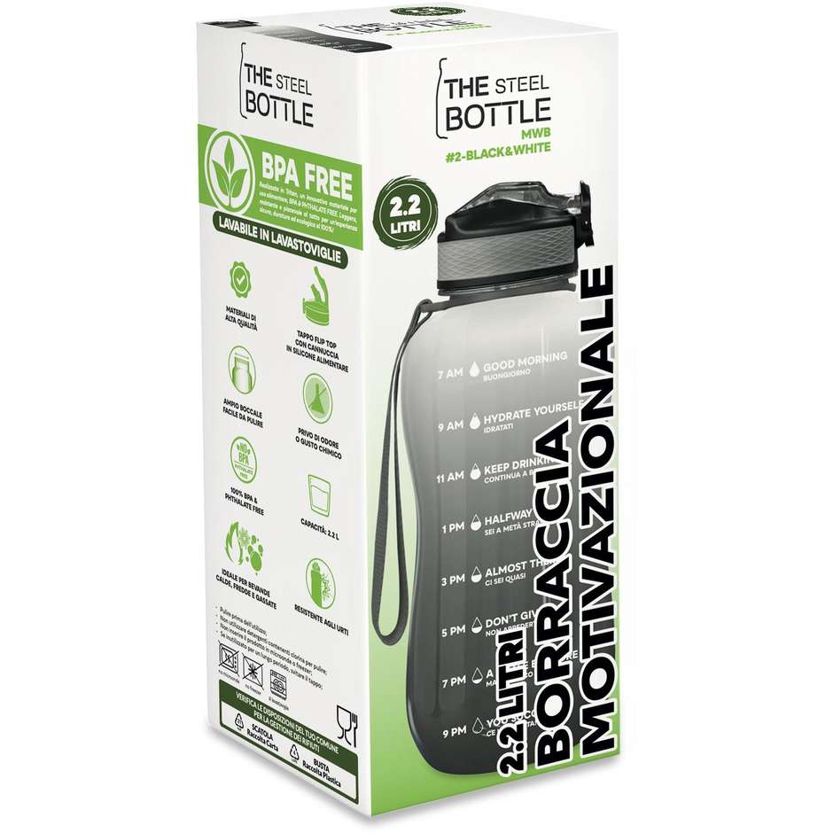 borraccia motivazionale 2.2l  blackwhite
