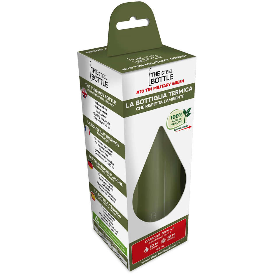 Borraccia Termica Acciaio Inox con Cannuccia 450 ml - The Steel Bottle Tin