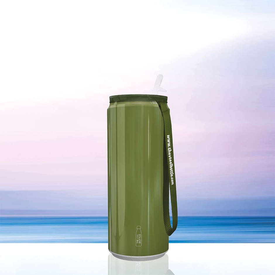 Borraccia Termica Acciaio Inox con Cannuccia 450 ml - The Steel Bottle Tin