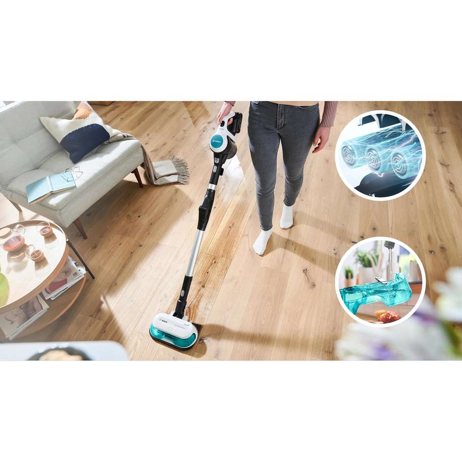 Bosch BCS71HYG4 Scopa elettrica lavapavimenti 2in1 Colore Bianco