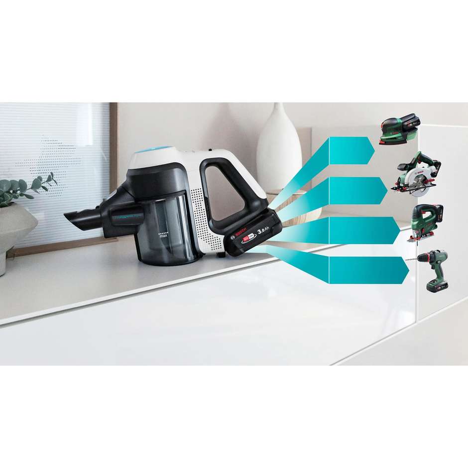 Bosch BCS71HYG4 Scopa elettrica lavapavimenti 2in1 Colore Bianco