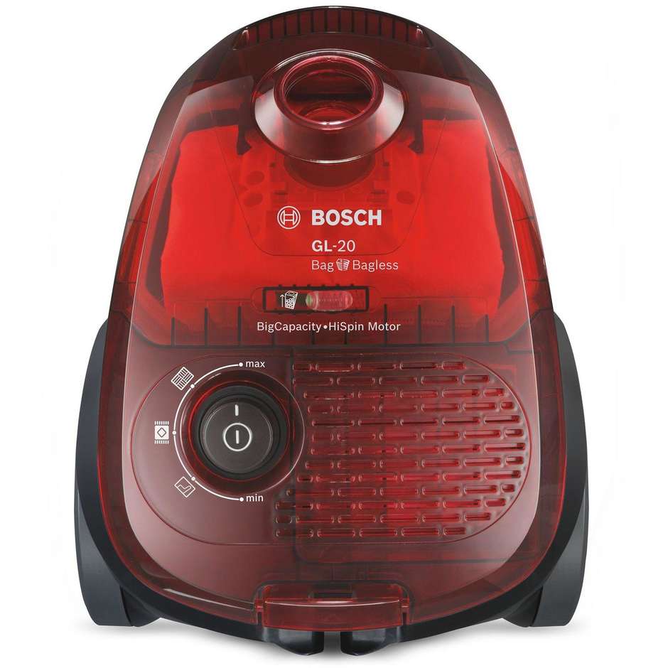Bosch BGL2UA2008 aspirapolvere a traino con sacco 600 Watt classe A colore rosso