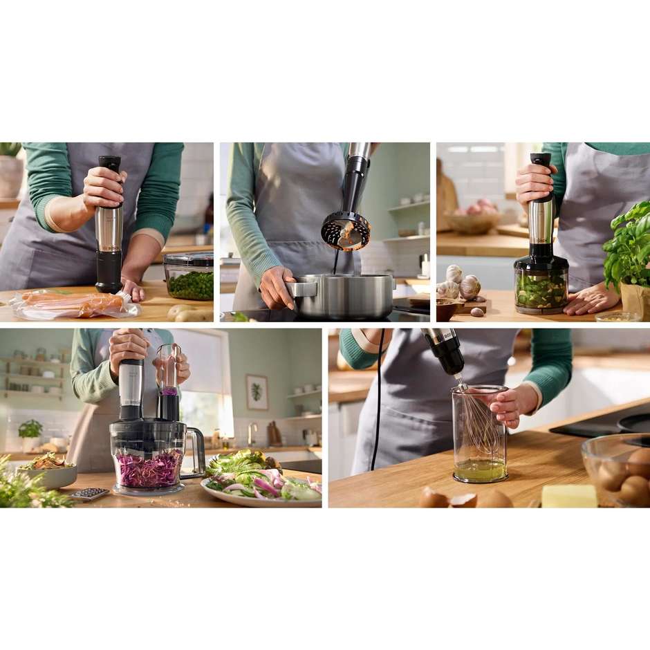 Bosch ErgoMaster Serie 6 MSM6M610 Frullatore a immersione 1000 W, inox, con bicchiere