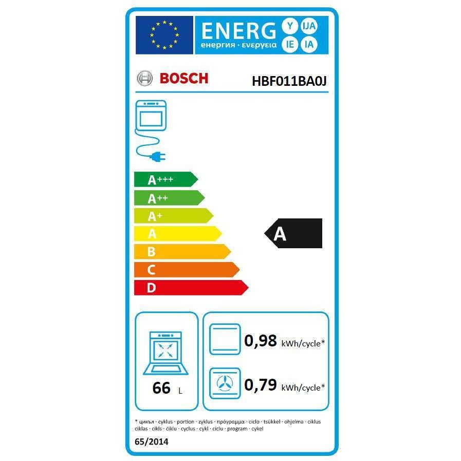Bosch HBF011BA0J Serie 2 Forno Elettrico da incasso Classe A Capacità 66 L Colore Nero