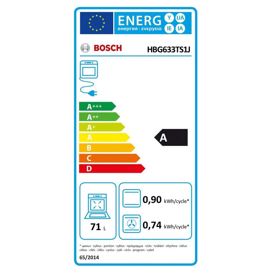 Bosch HBG633TS1J forno elettrico multifunzione da incasso 71 litri classe A colore inox