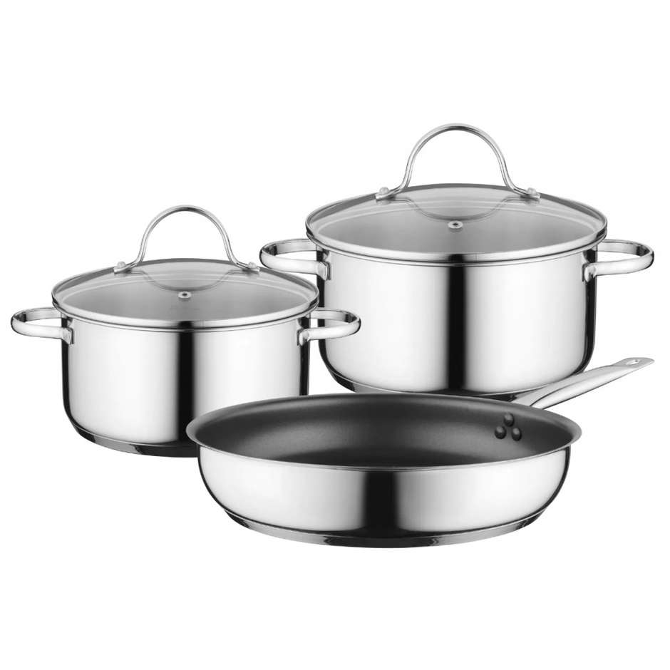Bosch HEZ9SE030 Set pentole 5 pezzi in acciaio inox con coperchi in vetro