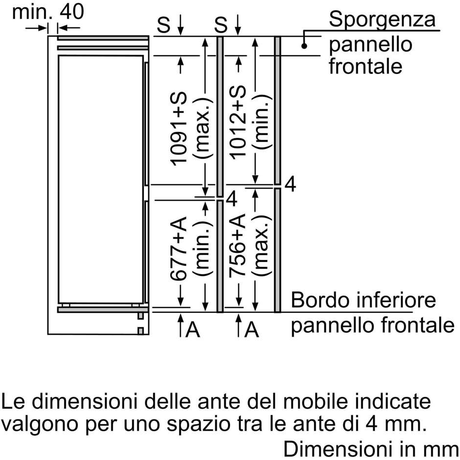 Bosch KIN86NSE0 Serie 2 frigorifero combinato da incasso, 260 L, classe E