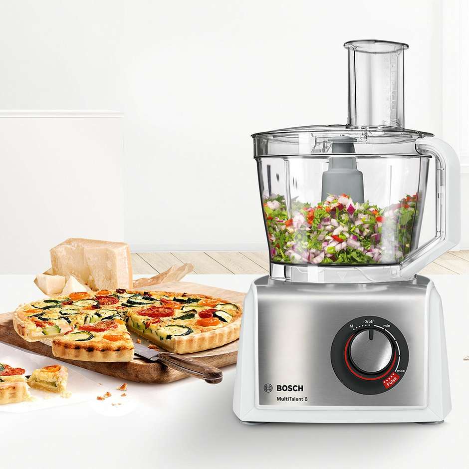 Bosch MC812S814 Food processor MultiTalent 8 + Accessori Potenza 1250 W Colore Bianco, Inox spazzolato