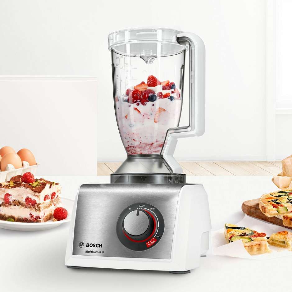 Bosch MC812S814 Food processor MultiTalent 8 + Accessori Potenza 1250 W Colore Bianco, Inox spazzolato