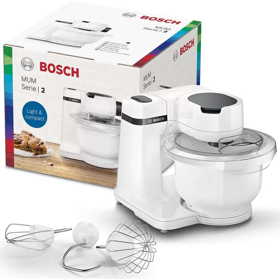 Bosch MUMS2AW00 Impastatrice Planetaria Serie 2 700W con Ciotola da 3.8 Litri Bianco