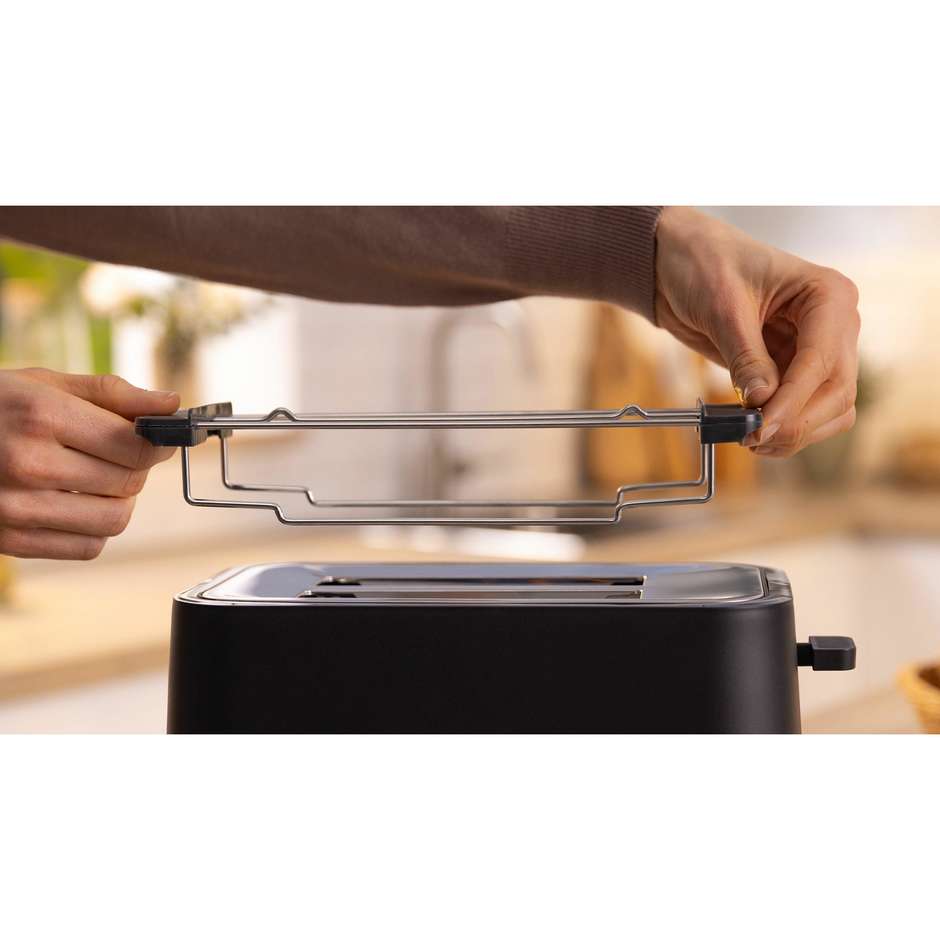 Bosch MyMoment TAT3M123 Tostapane Compatto 2 Fette 950W con Scaldabrioche Integrato Nero Opaco
