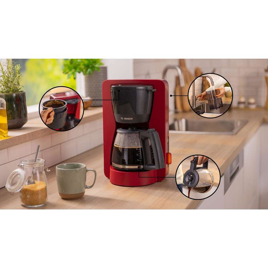 Bosch MyMoment TKA3M134 macchina da caffè americano rossa, 15 tazze, 1200 W