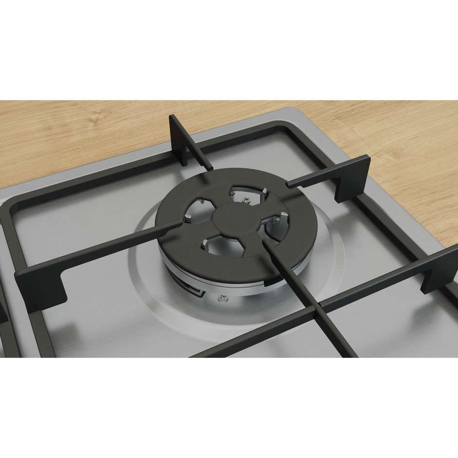 Bosch PGH6B5K60 Piano cottura a gas 60 cm 4 bruciatori inox con wok