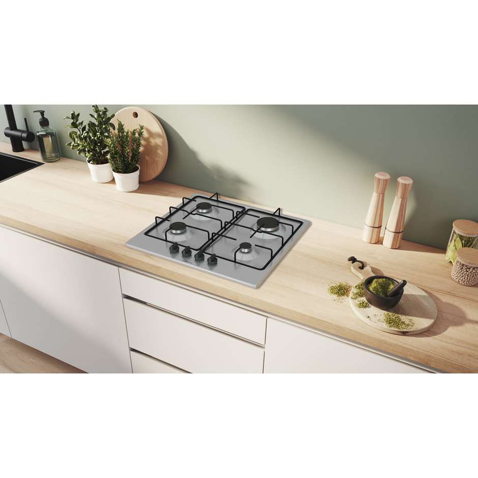 BOSCH PGP6B5K85 Piano Cottura a Gas 60 cm 4 Fuochi Valvole di Sicurezza Acciaio Inox