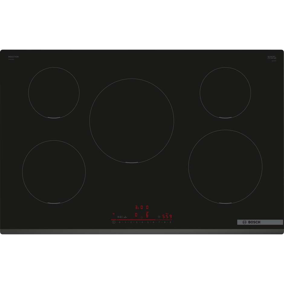 BOSCH PIV831HB1E Piano Cottura a Induzione 80 cm 5 Zone Touch Control Nero
