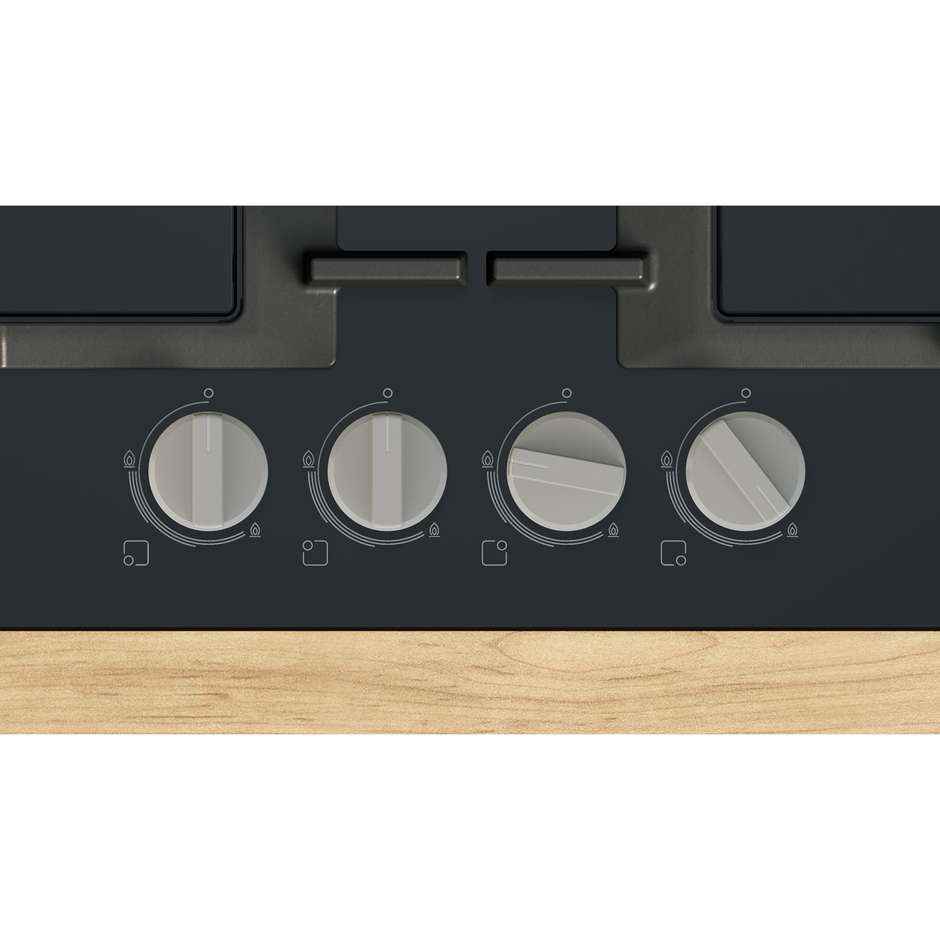 BOSCH PNP6B6K40 Piano Cottura a Gas 60 cm 4 Fuochi Griglie in Ghisa Nero