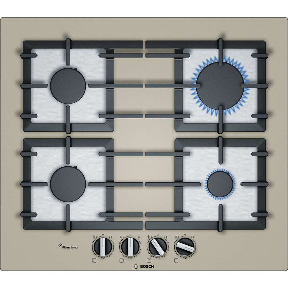 Bosch PPP6A8B90 piano cottura a gas 60 cm 4 fuochi vetro temperato colore champagne