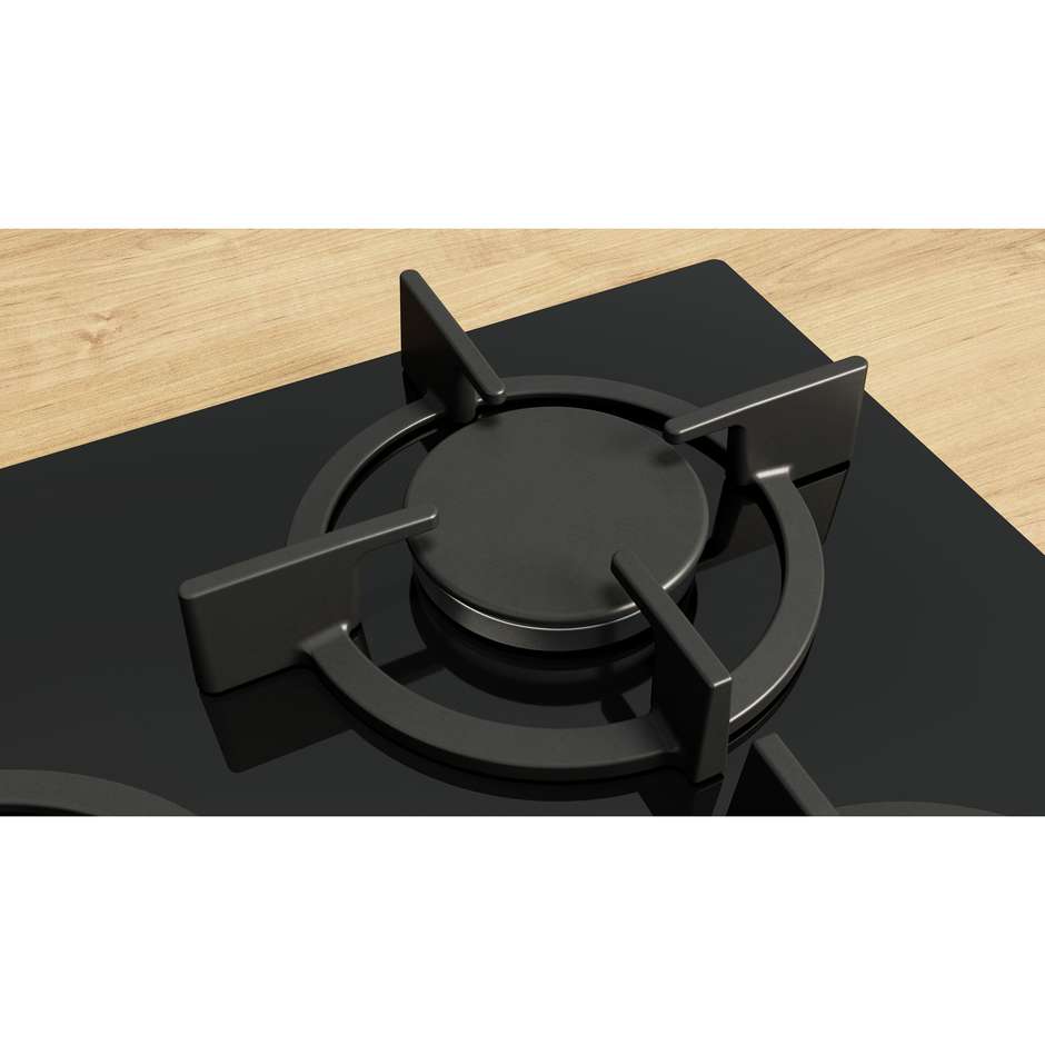 Bosch PPQ7A6I15 Serie 6 piano a gas 75 cm, 5 fuochi FlameSelect, vetro nero