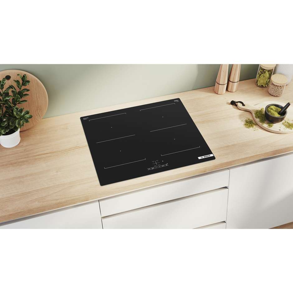 Bosch PVQ611BB6E Serie 4 piano a induzione 60 cm CombInduction, nero