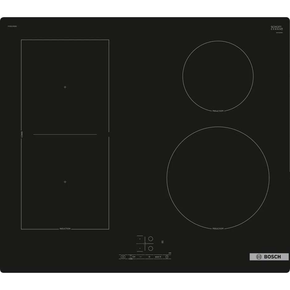 Bosch PVS61RBB5E Piano Cottura a Induzione incasso 60 cm 4 Zone di cottura Colore Nero