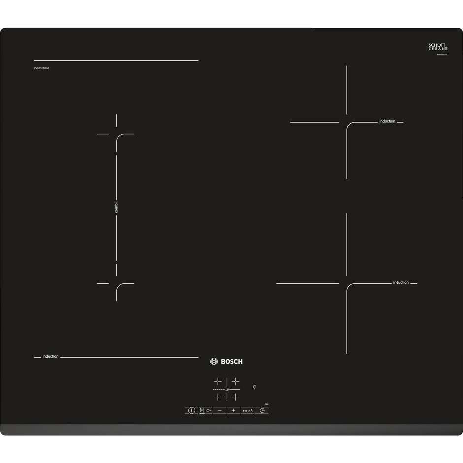 BOSCH PVS631BB5E Piano Cottura a Induzione 60 cm 4 Zone Touch Control Nero